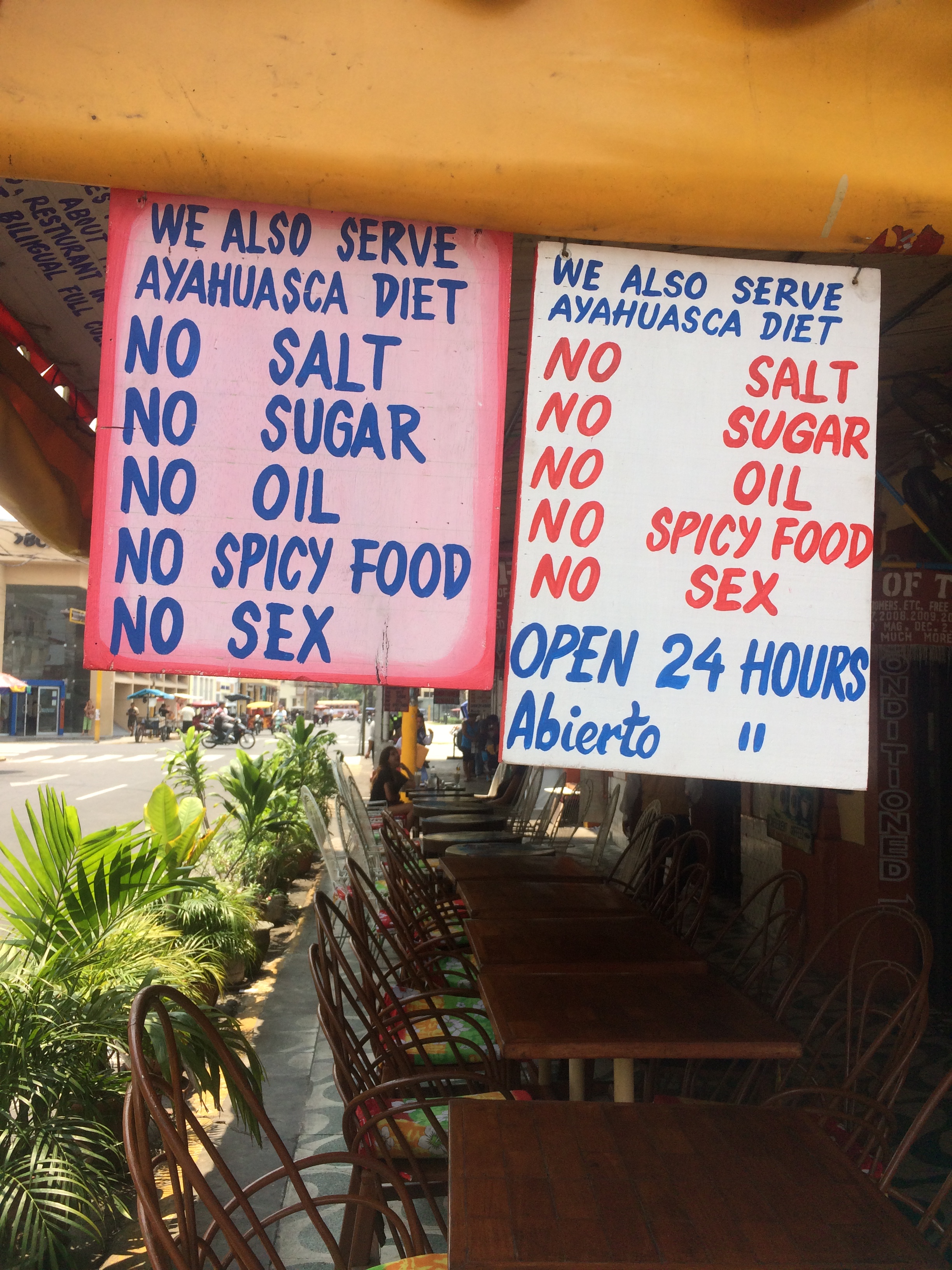 Tourist cafe, Iquitos, 2017. Photo by Emily Sinclair. - Chacruna