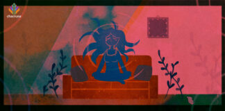 Women’s Historical Influence on “Set and Setting” Set and Setting Artwork. A femme figure sits on a couch. By Karina Alvarez