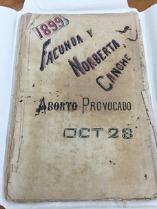 Cover of "The Intentional Abortion" from 1899, an example of a document dealing with Mexican abortion.