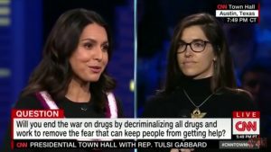 Liana Sananda Gillooly on CNN asking about drug decriminalization
