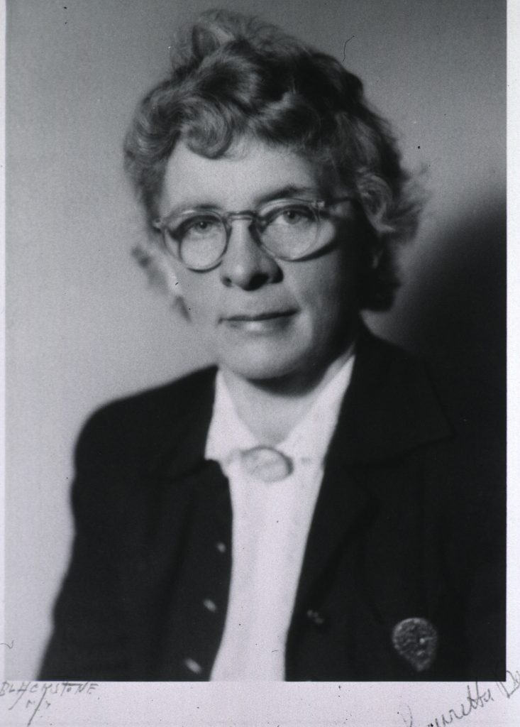 Lauretta Bender, a middle-aged white woman wearing glasses. 