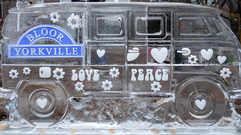 Yorkville Hippie Bus Ice Sculpture.