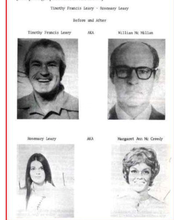 The aliases of Timothy and Rosemary Leary.