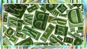Green alphabet words representing the study of ecology