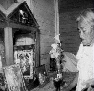 Mazatec Shamanism, Maria Sabina in front of a ritual table.