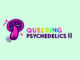 Queering Psychedelics II Queering Psychedelics II logo with pink mushroom. The letters of "Queering" are in rainbow colors.