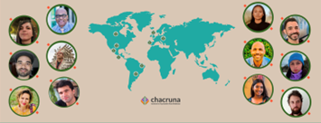 A graphic of Chacruna employees with their locations around the world.
