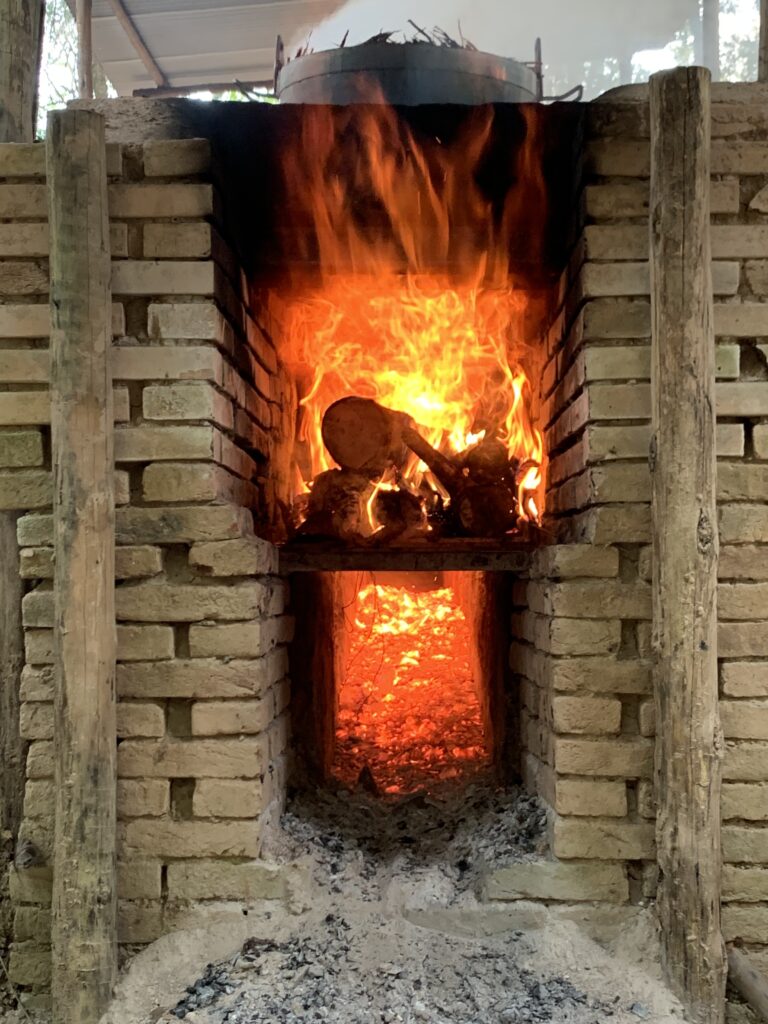 Furnace used to heat up six big pots.