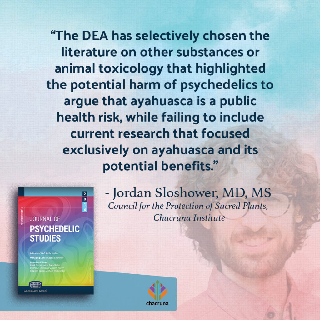 Jordan Sloshower on DEA ayahuasca report