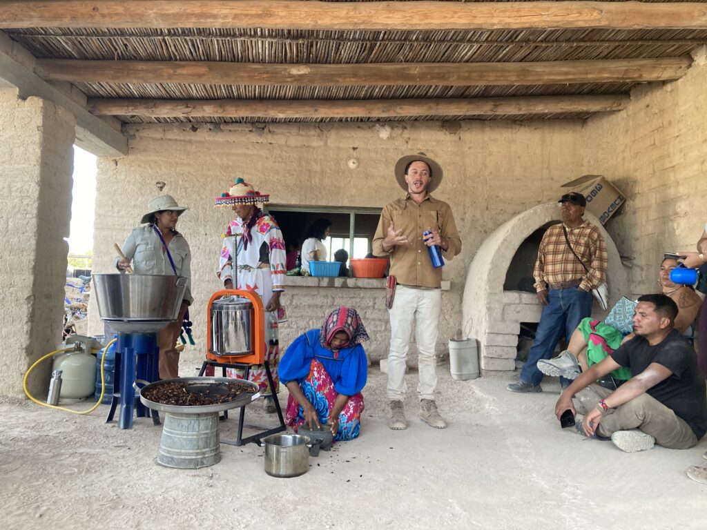 Workshop on mesquite derivitives in Wirikuta, San Luis Potosí. Photograph by author, 2022