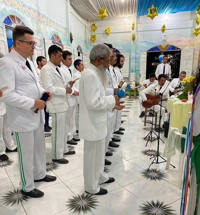 The group of musicians performing at a Santo Daime ceremony.