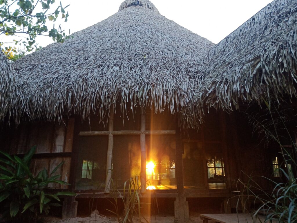 maloca ceremony at the pachamama temple in peru in winter.