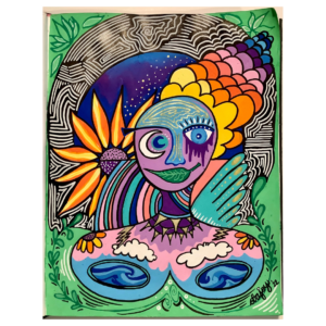 “Elemental Goddess” Preparation Sketch, Posca Markers on Paper