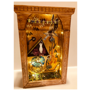 An example of creative therapy, a box with lights and decorations