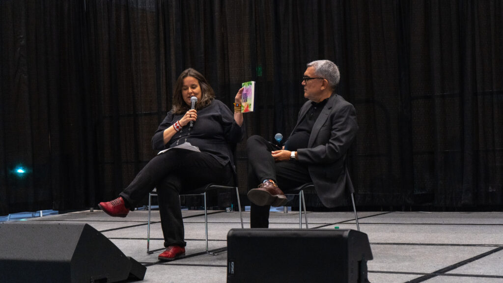 Bia Labate and Marcelo Leite in conversation on stage at Psychedelic Science 2025 