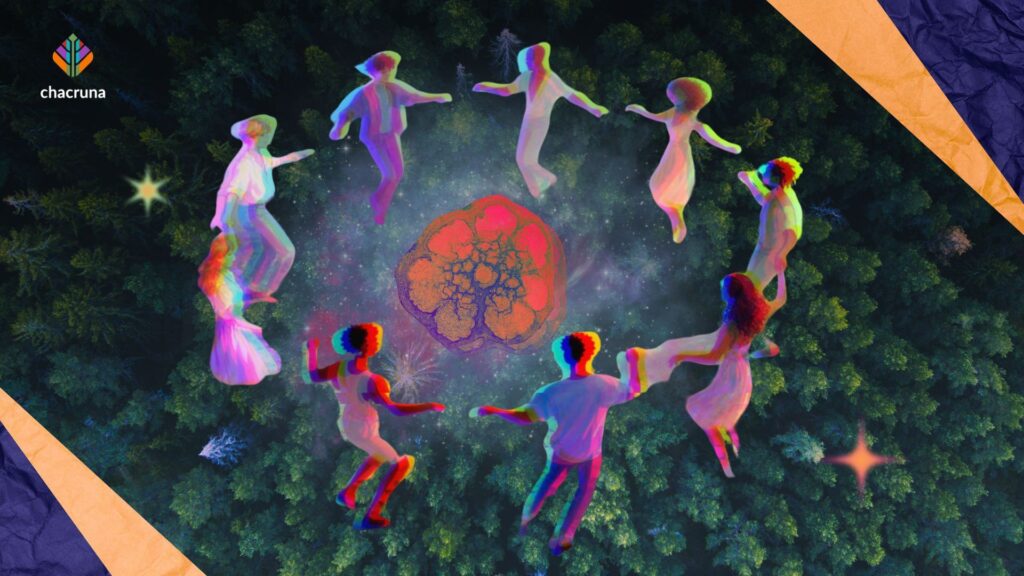 Return of shamanism in Acre Brazil, illustration representing diverse gatherings for ceremonies