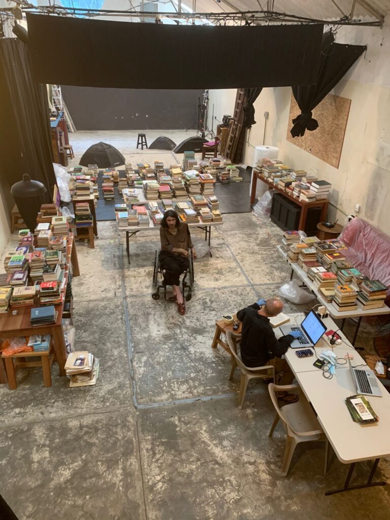Benjamín Gelcich (center) oversees the cataloging of Jonathan Ott’s personal archive in Xalapa, Mexico. 